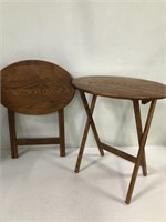 2 OVAL OAK TV TRAYS