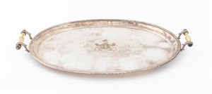 Silverplate Armorial Service Tray, 20th C