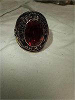 US Army Gold Toned Ring w/ Red Center Stone