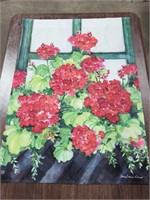 Outdoor Red Floral Flag
