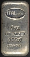 (1) 5 OZ .999 SILVER ITALPREZIOSI BAR