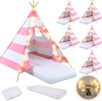 6 Pack Teepee Tent for Kids  Airbed (Pink  White)