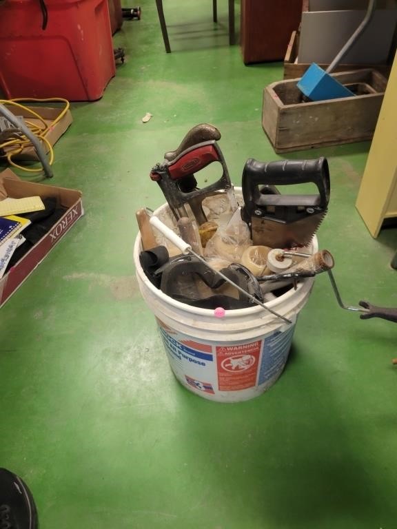 Pail of Saws, Painting Supplies, Goggles