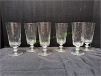 (6) Elegant Etched 7" Cocktail Juice Glasses