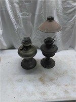 2- old kerosene lamps