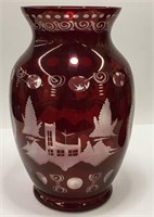 Ruby Cut To Clear Vase