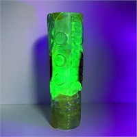 HEAVY URANIUM SLAB GLASS VASE ITALY