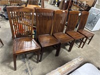 (5) Cherry Slat  Highback Dining Chairs.