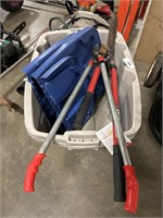 Extending Loppers, (2) Rubbermaid Totes.