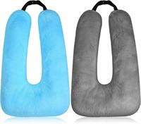 2 Pcs Car Travel Pillow 28 x 18 in  Grey  Blue