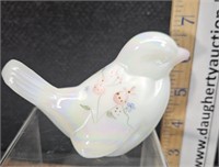 Fenton opalescent painted bird, painted by D.