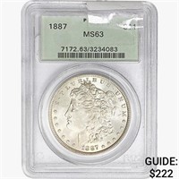 1887 Morgan Silver Dollar PCGS MS63