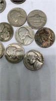 Lot of V nickels, Buffalo nickels, & Jeffersons