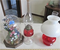 Oil lamps, dome flower showcase