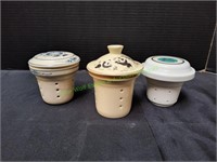 (3) Tea/Coffee Steeper Infuser Asian Ceramic Dish