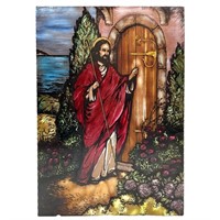Beautiful Reverse Painted Glass Panel Jesus