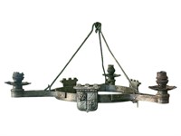 French Iron Three Arm Light with Shields