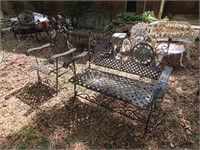 Nice Ornate Wrought Iron Love Seat & Chair