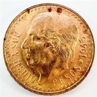 1945 Mexico Gold 2 1/2 Pesos