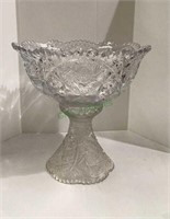 Beautiful pressed glass punch bowl with 12 cups