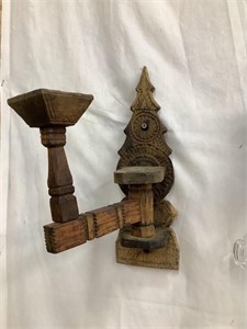 Primitive Wooden Candleholder/Wall Sconce, 13