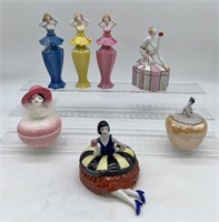 7 Ceramic Items- Perfume Bottles & Trinket Boxes