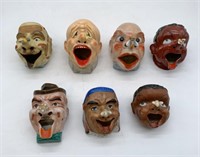 lot of 7 Ceramic Head Ashtrays