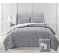 Claro Reversible Quilted Comforter Grey , Double /