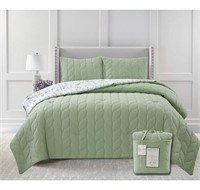 Claro Reversible Quilted Comforter Sage, Double /