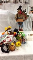 Group of Thanksgiving Decor and fabric pieces and