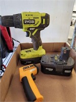 RYOBI 18V LITHIUM DRILL, INSTA READ THERMOMETER