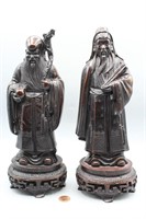 Pr. Resin-Carved Chinese Wiseman Figurines