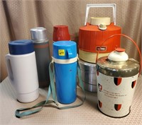 Lot of Assorted Thermos, Alladin, Coleman Cooler