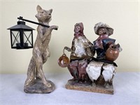 Mexican Paper Mache Dolls and Wood Fox Figure