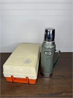 Vintage Stanley Thermos and Rubbermaid Cooler