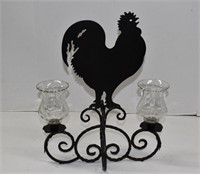 Heavy Metal Rooster Centerpiece w/Candle Holders