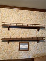 Two Maple shelves with plate holders plus picture