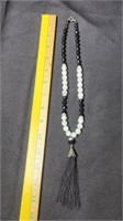 Black and white beaded necklace.