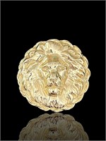 18k Yellow Gold Designer Lion Head Brooch