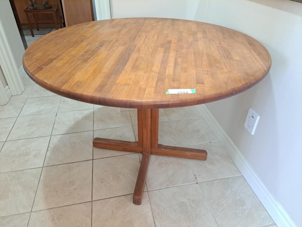 Gorgeous Round Teak Dining Room Table.