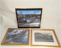 Lot of 3 Framed Train Prints