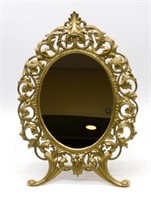 Rococo Brass Standing Vanity Mirror.