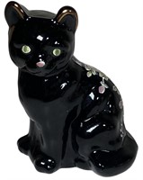 Fenton Hand Black Glass Cat