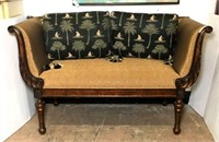 Settee with Scrolled Metal Inset on Back