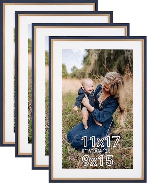 4 Pack 11x17 Picture Frame Rustic Blue and Gold  M