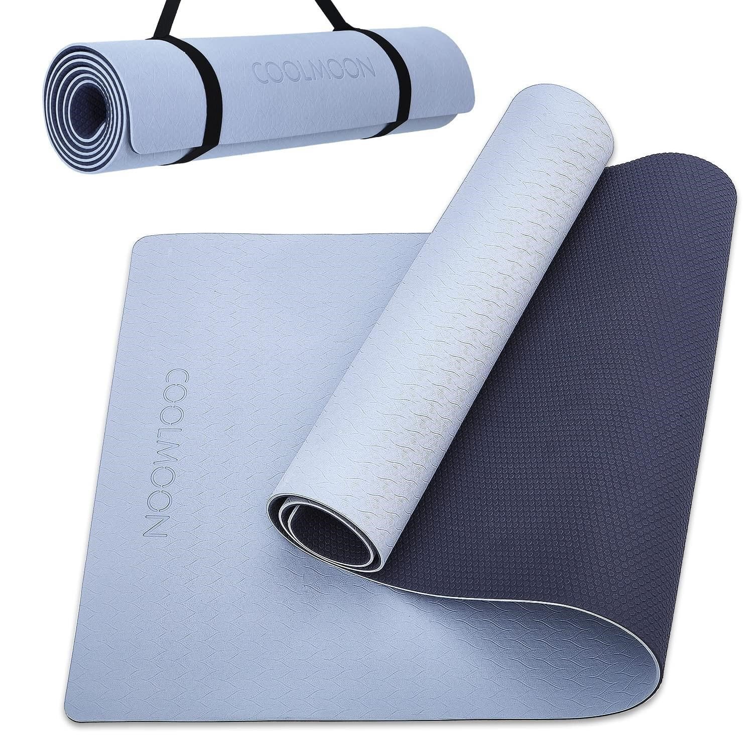 COOLMOON Yoga Mat Non Slip, Anti-Tear 1/4 Thick TP