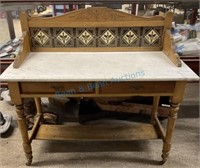 marble top wash stand w tile