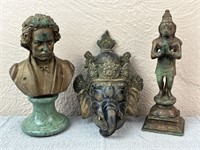 Lot of 3 Bronze/Brass Figurine Statues