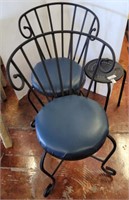 PR WROUGHT IRON CHAIRS W/ VINYL CUSHIONED SEATS,