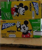 2 Mickey Mouse Ziploc sandwich bags 66 count